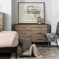 South Shore Londen 6 Drawer Double Dresser Rubbed Black/Weathered Oak: Contemporary Storage Chest with Metal Slides