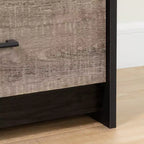 Commode double 6 tiroirs (noir vieilli/chêne patiné) : meuble de rangement de style moderne avec glissières métalliques