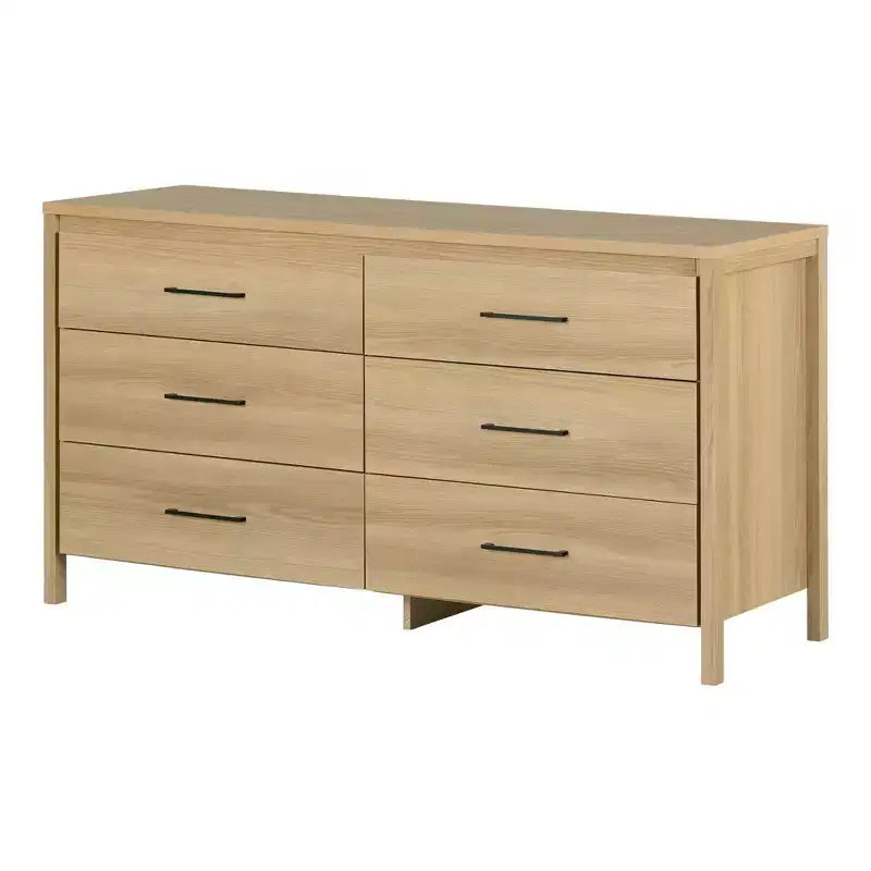 Commode double 6 tiroirs Frêne naturel