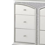 Commode 67" Platinum - : Style Glendale, 9 tiroirs, poignées en cristal, aucun assemblage requis
