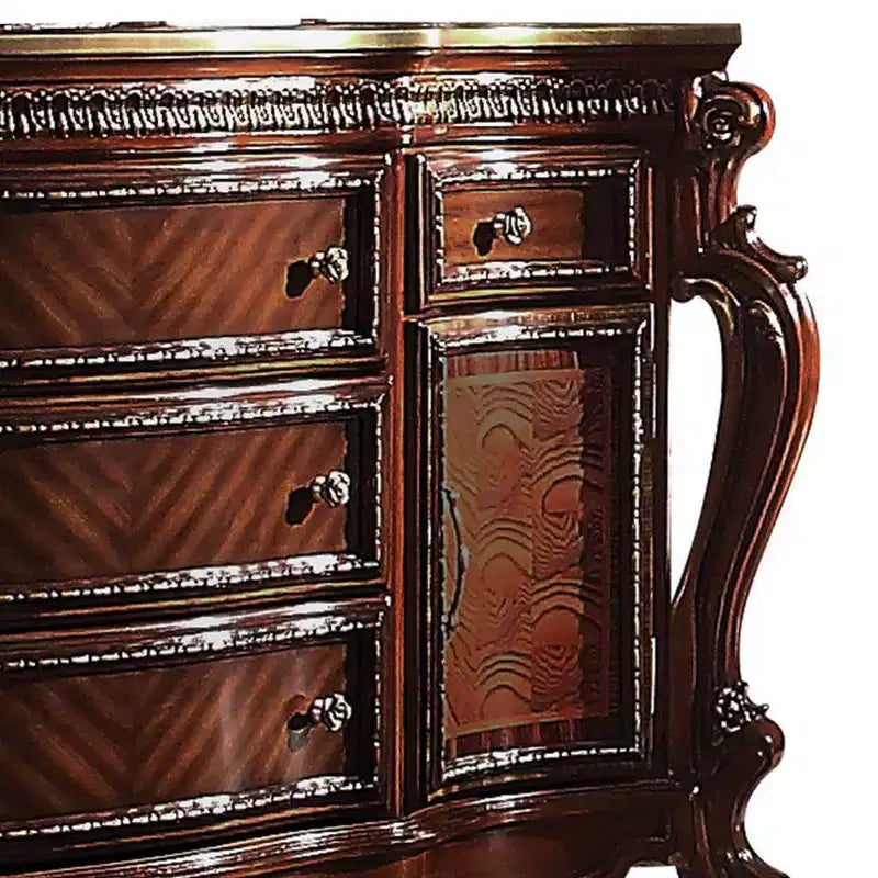 Commode 69 po Chêne Miel - : Style Vintage, 5 Tiroirs et Placards