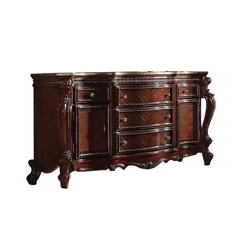 Commode 69 po Chêne Miel - : Style Vintage, 5 Tiroirs et Placards
