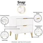 Table de chevet blanche à 2 tiroirs : Table de chevet moderne en MDF avec glissières métalliques, rangement