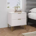 Table de chevet blanche à 2 tiroirs : Table de chevet moderne en MDF avec glissières métalliques, rangement