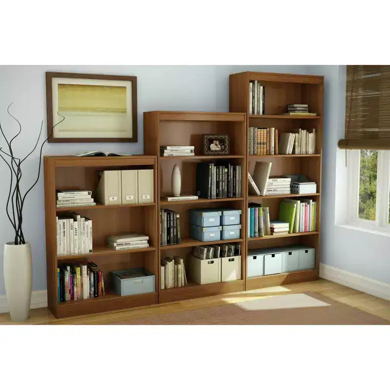 Étagère décorative Morgan en merisier à 4 niveaux de 56 po de haut : tablettes verticales en panneaux de particules, capacité de 25 lb, hauteur de 56 po
