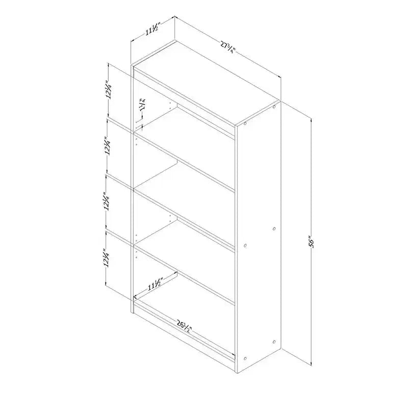 Étagère décorative Morgan en merisier à 4 niveaux de 56 po de haut : tablettes verticales en panneaux de particules, capacité de 25 lb, hauteur de 56 po