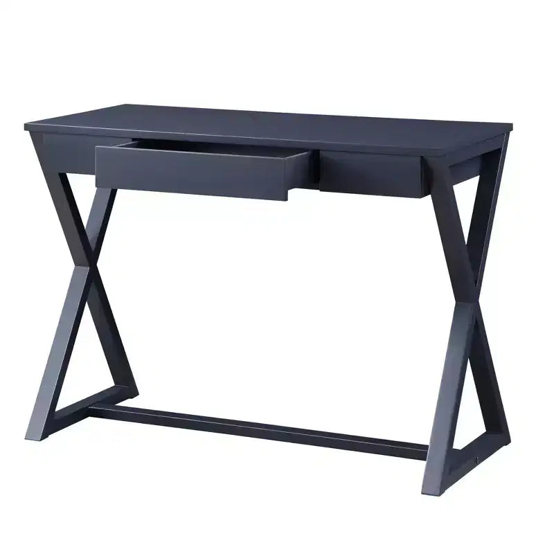 Console 42 po au fini noir – : Bois de peuplier anthracite, tiroir de rangement