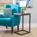 Table d'appoint de style traditionnel en noyer et métal noir vieilli - : Côté canapé, utilisation en chambre