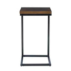 Table d'appoint de style traditionnel en noyer et métal noir vieilli - : Côté canapé, utilisation en chambre