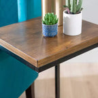 Table d'appoint de style traditionnel en noyer et métal noir vieilli - : Côté canapé, utilisation en chambre