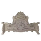 Série Grands Lits Doubles 91 Pouces – Cuir Synthétique, Finition Blanc Cassé