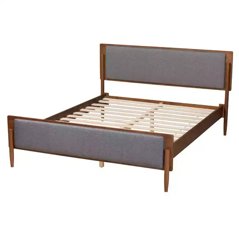 Lit plateforme en bois : design du milieu du siècle, rembourré en mousse, pas besoin de sommier tapissier.