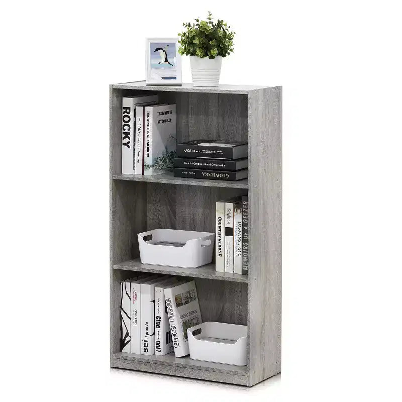 Étagère de Rangement à 3 Niveaux, Meuble de Présentation Ouvert, Chêne Français
