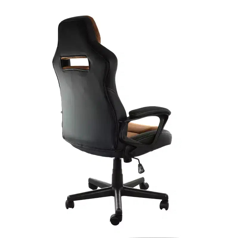 Chaise de bureau haute à dossier réglable en similicuir noir et marron