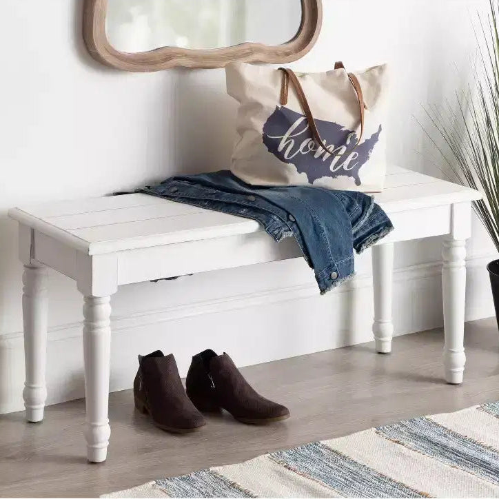 Banc rectangulaire en bois, 42x14x19, blanc