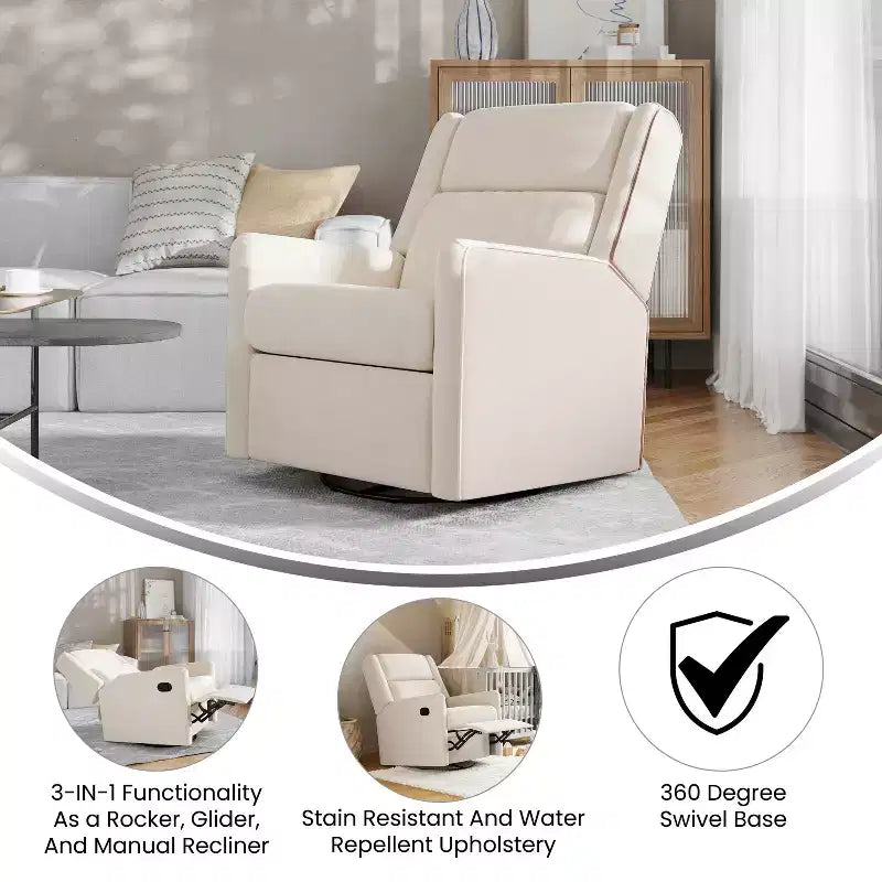 Fauteuil relax pivotant et à bascule 3-en-1 manuel traditionnel