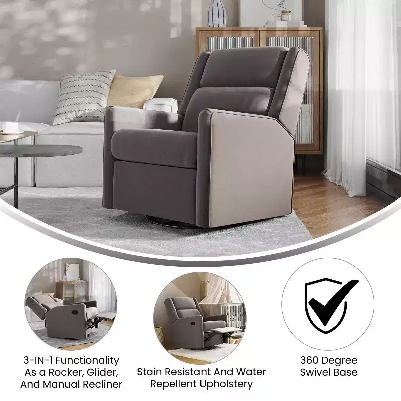 Fauteuil relax pivotant et à bascule 3-en-1 manuel traditionnel