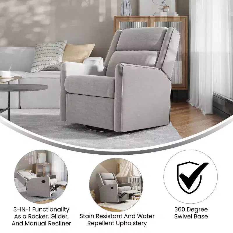 Fauteuil relax pivotant et à bascule 3-en-1 manuel traditionnel