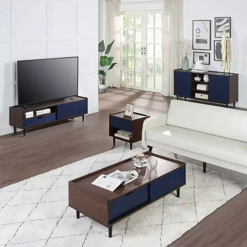 59.05 Buffet moderne 7 étagères à côtés nervurés -