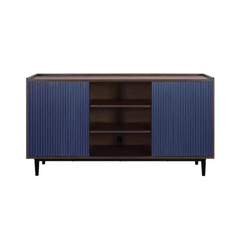 Duane 59.05 Modern 7 Shelf Ribbed Sideboard - Manhattan Comfort