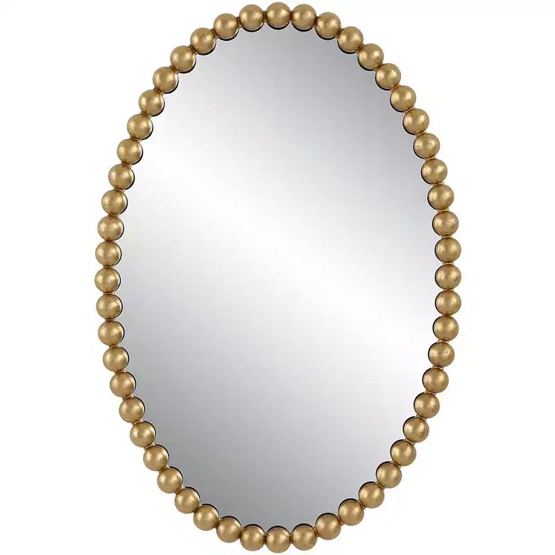 Uttermost Serna Gold Leaf 20 x 30 Beaded Oval Wall Mirror