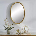 Miroir mural ovale à perles 20 x 30 feuille d'or