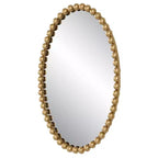 Miroir mural ovale à perles 20 x 30 feuille d'or