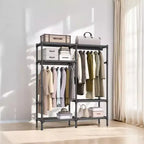 Portant à Vêtements Robuste 165 cm Armoire Autonome Portable avec Barres de Suspension et Étagères Charge Totale 110 kg Noir