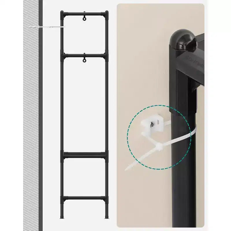 Portant à Vêtements Robuste 165 cm Armoire Autonome Portable avec Barres de Suspension et Étagères Charge Totale 110 kg Noir