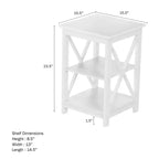 Table d'appoint en bois à deux étagères et pieds en croix