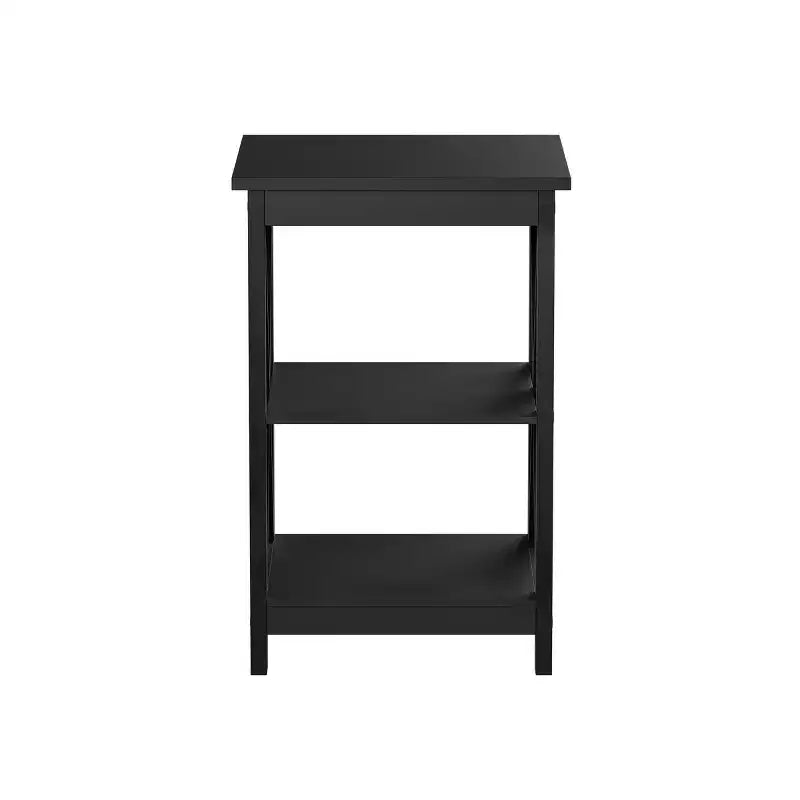 Table d'appoint en bois à deux étagères et pieds en croix