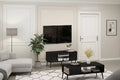 Furinno Mid-Century TV Stand Entertainment Media Console w/2 Cabinets&Open Storage Shelves for TVs up to 50,Espresso