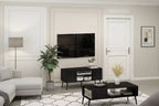 Furinno Mid-Century TV Stand Entertainment Media Console w/2 Cabinets&Open Storage Shelves for TVs up to 50,Espresso