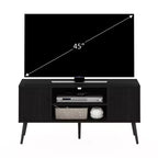 Meuble TV console multimédia de milieu de siècle avec 2 armoires et étagères ouvertes pour TV jusqu'à 50 pouces, Espresso