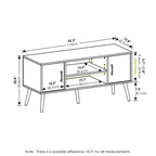 Meuble TV console multimédia de milieu de siècle avec 2 armoires et étagères ouvertes pour TV jusqu'à 50 pouces, Espresso