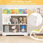 Meuble de rangement 3-en-1 pour jouets avec étagère à livres et meuble de rangement, blanc/bleu