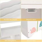 Meuble de rangement 3-en-1 pour jouets avec étagère à livres et meuble de rangement, blanc/bleu