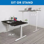 Bureau électrique assis-debout à double moteur avec plateau de 140 cm, noir et blanc