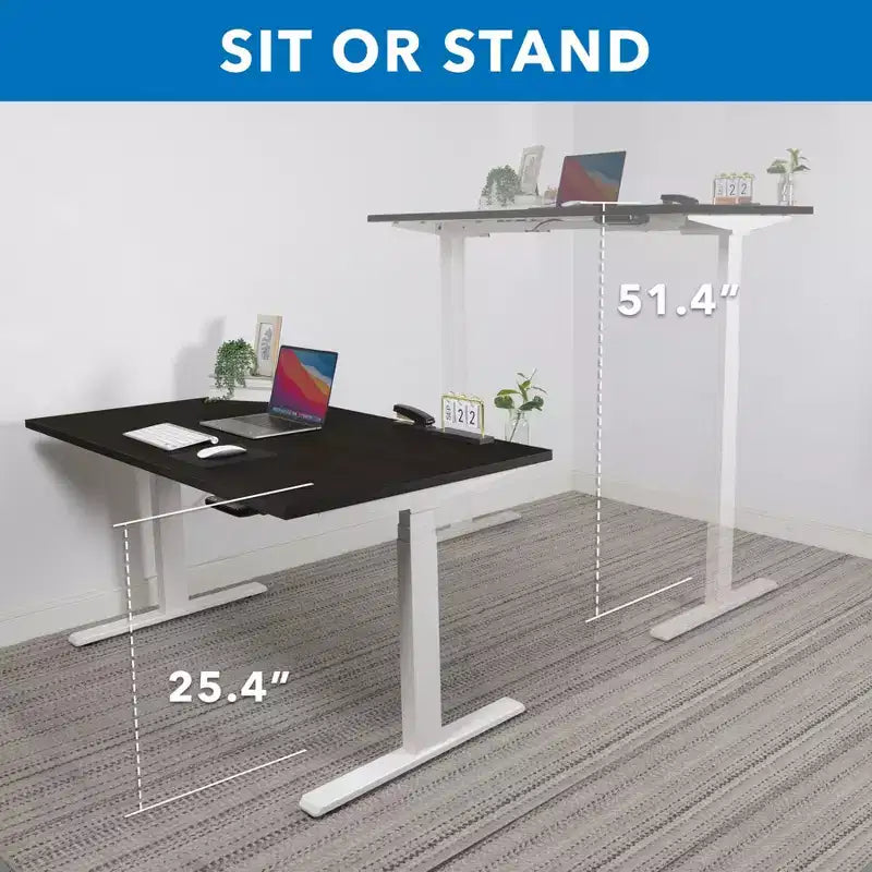 Bureau électrique assis-debout à double moteur avec plateau de 140 cm, noir et blanc