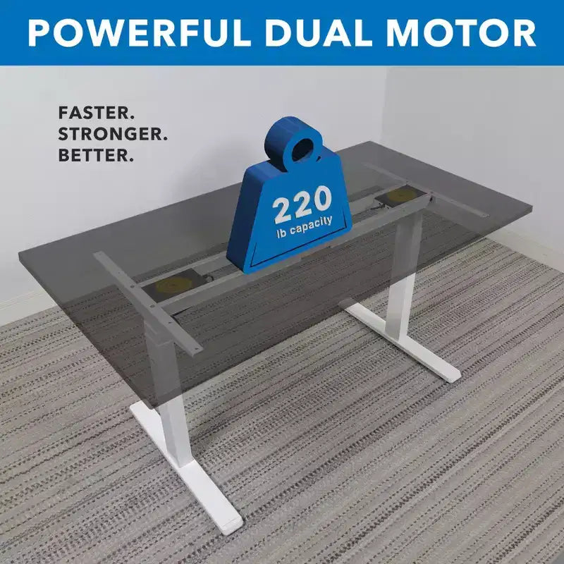 Bureau électrique assis-debout à double moteur avec plateau de 140 cm, noir et blanc