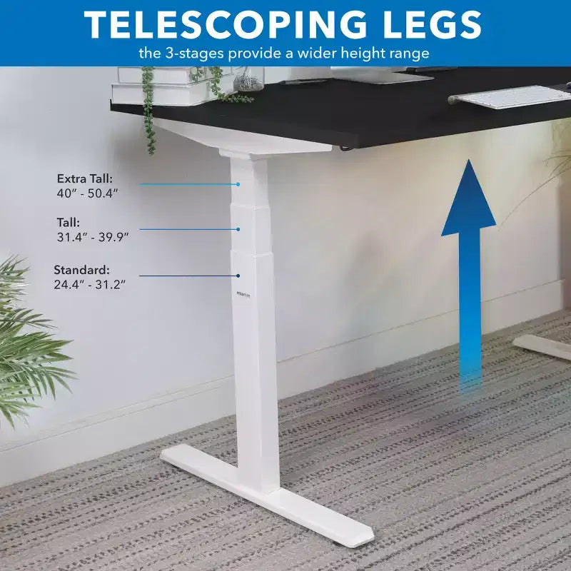 Bureau électrique assis-debout à double moteur avec plateau de 140 cm, noir et blanc
