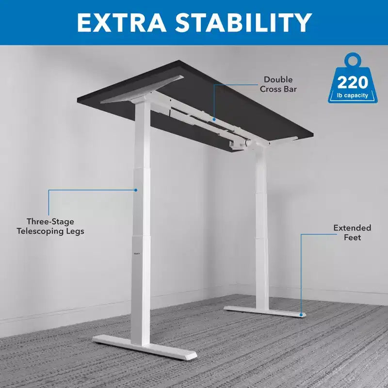 Bureau électrique assis-debout à double moteur avec plateau de 140 cm, noir et blanc