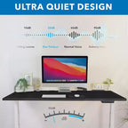 Bureau électrique assis-debout à double moteur avec plateau de 140 cm, noir et blanc