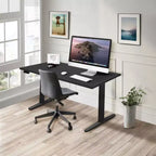 Bureau électrique réglable en hauteur avec deux moteurs, plateau de 140 cm, noir