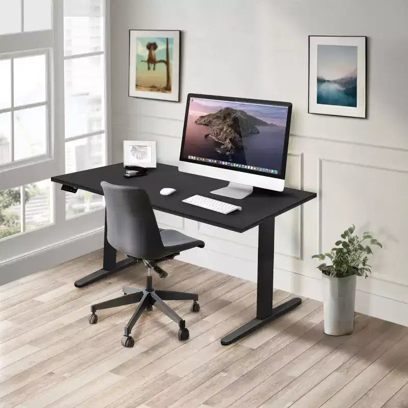 Bureau électrique réglable en hauteur avec deux moteurs, plateau de 140 cm, noir