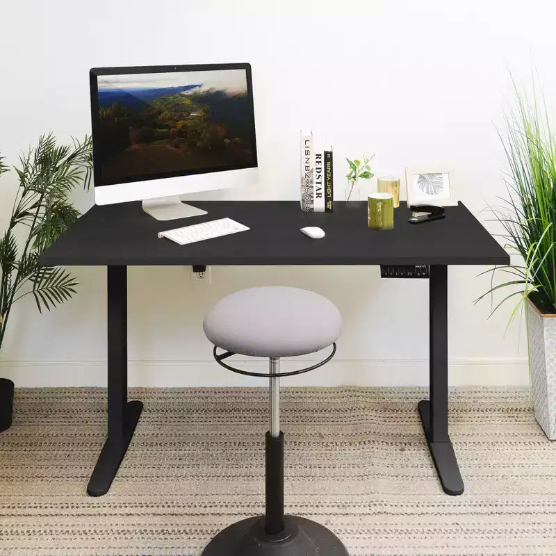 Bureau électrique réglable en hauteur avec deux moteurs, plateau de 140 cm, noir