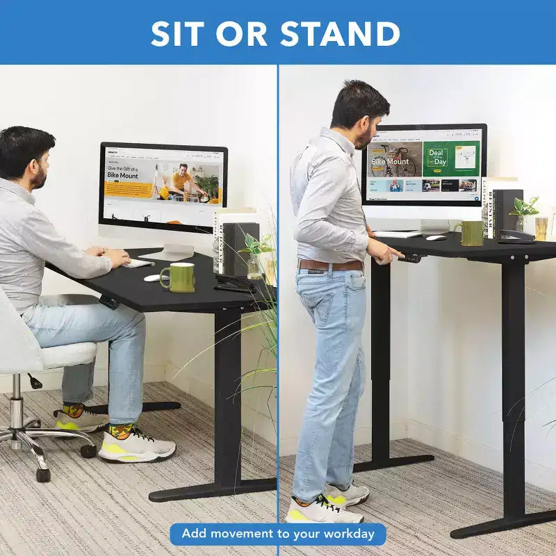 Bureau électrique réglable en hauteur avec deux moteurs, plateau de 140 cm, noir