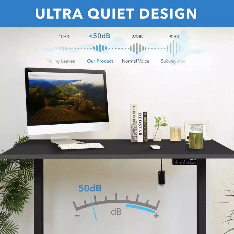 Bureau électrique réglable en hauteur avec deux moteurs, plateau de 140 cm, noir