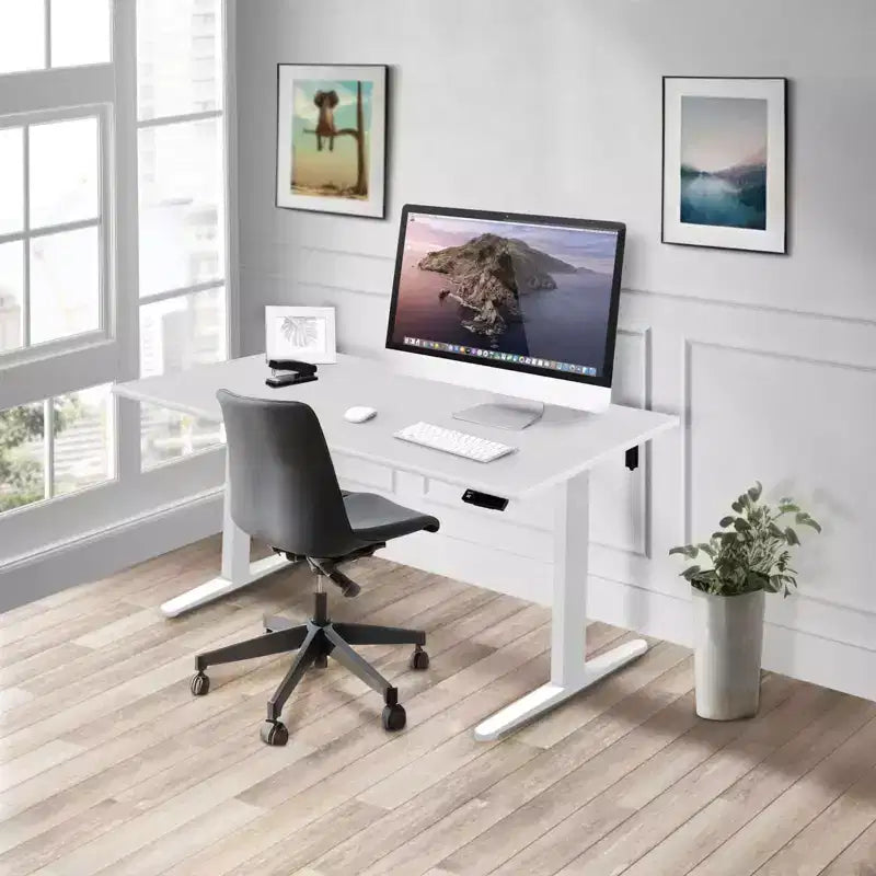 Bureau électrique réglable en hauteur avec plateau de 122 cm, blanc