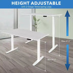Bureau électrique réglable en hauteur avec plateau de 122 cm, blanc